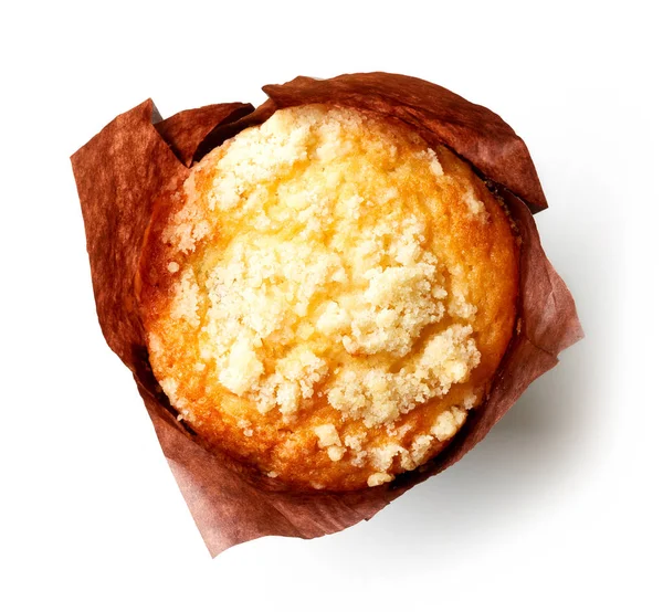 Blueberry muffin isolerad på vit, från ovan — Stockfoto