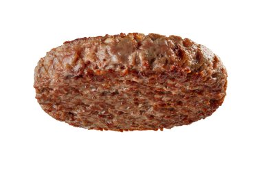 Hamburger köftesi beyazda izole edilmiş.