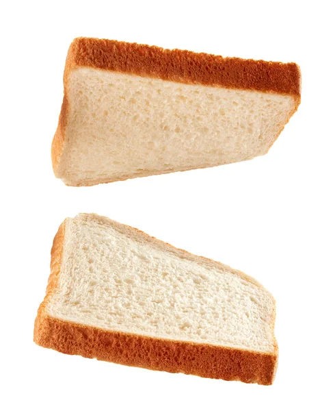 Ψητά Ψωμιά Για Σάντουιτς Που Αιωρούνται Απομονωμένα Λευκό Φόντο — Φωτογραφία Αρχείου