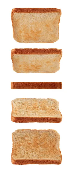 Ψητά Ψωμιά Για Σάντουιτς Που Αιωρούνται Απομονωμένα Λευκό Φόντο — Φωτογραφία Αρχείου