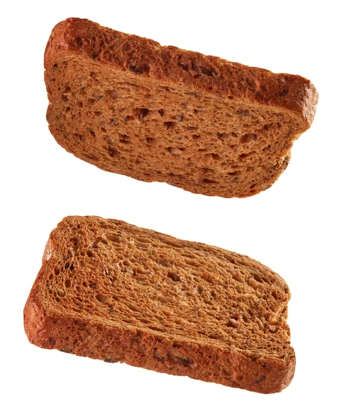 Ψητά Ψωμιά Για Σάντουιτς Που Αιωρείται Απομονωμένα Λευκό Φόντο — Φωτογραφία Αρχείου
