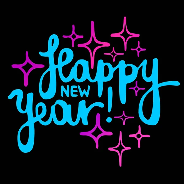 Vektör yazı parlak mutlu yeni yıl el