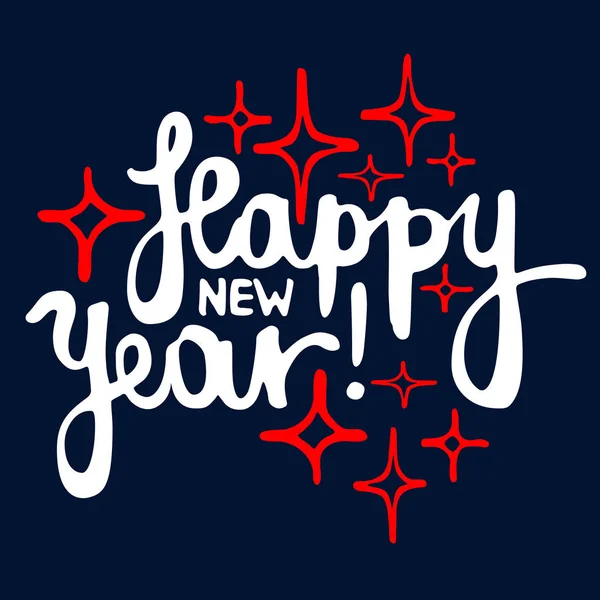 Parlak Happy New Year vektör el yazı kartpostal 