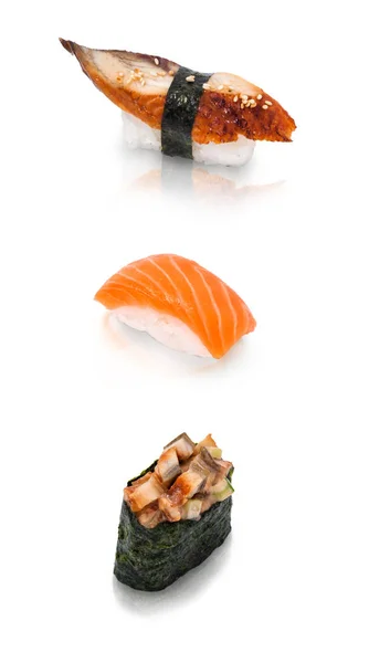 Uppsättning av tre sushi Royaltyfria Stockbilder
