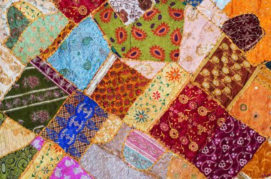 Yatak örtüsü patchwork oryantal tarzı, portre. Patchwork Yorgan