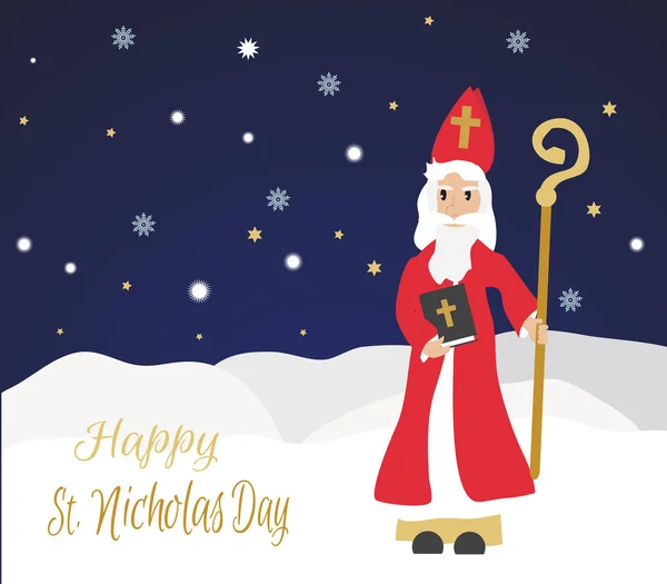 St. Nicholas. Wenskaarten, ontwerp poster. — Stockvector