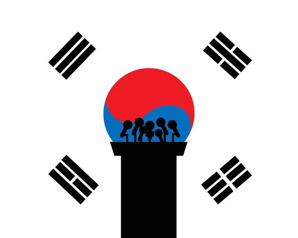 平台与麦克风上的旗子的韩国背景 — 图库矢量图片