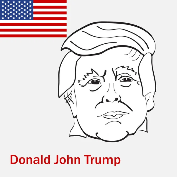 Retrato de esboço do presidente dos EUA de 2017 - Donald Trump — Vetor de Stock