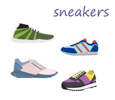 Erkek spor ayakkabı kümesi. Vektör çizimi