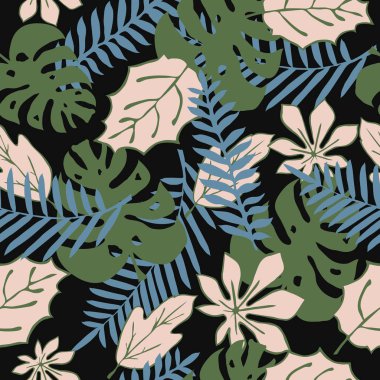 Palmiye desen. Monstera bırakır. Tropikal yaprak sorunsuz arka plan.  