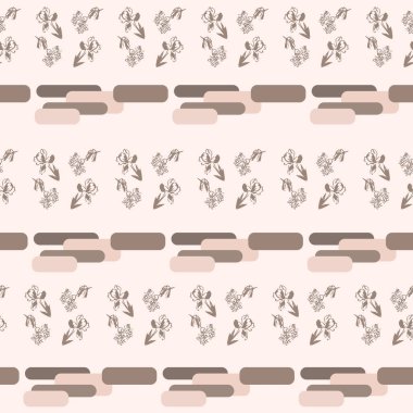 Küçük ölçekli Iris çiçek basit şirin desende. Millefleurs. 