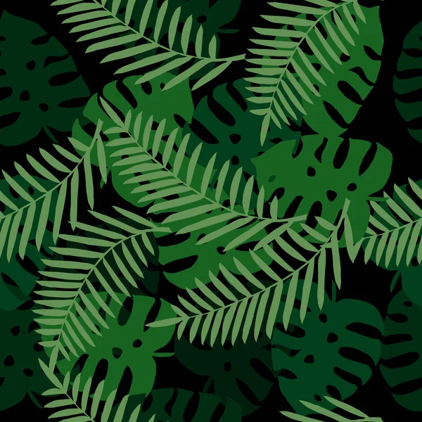 팜 패턴입니다. Monstera 나뭇잎. 열 대 잎 원활한 배경. — 스톡 벡터