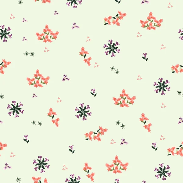 Eenvoudig leuk patroon in kleinschalige bloemen . — Stockvector