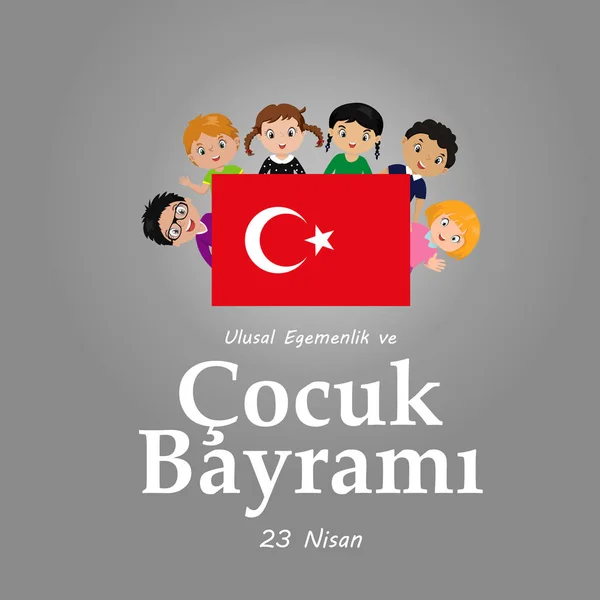 Vektor illustration av den cocuk baryrami 23 nisan, översättning: turkiska 23 April nationell suveränitet och barnens dag. — Stock vektor