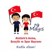 Vektor Illustration 19. Mai Gedenken an Atatürk, Übersetzung: 19. Mai Gedenken an Atatürk, Jugend- und Sporttag