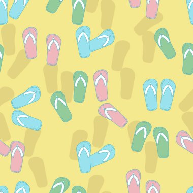 Parmak arası terlik ve plaj kum vektör desen. 