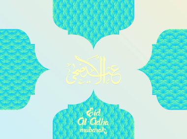  Eid Al Kurban Bayramı mübarek Arapça metnini hat. Grafik tasarım dekorasyon el ilanları, afişler, kartları.