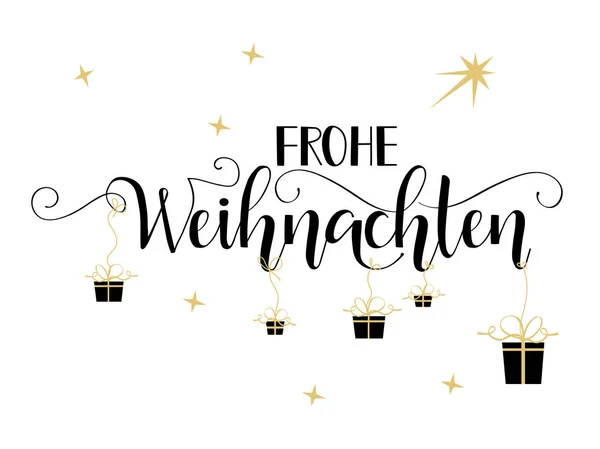 Feliz Navidad Caligrafía Dibujada Mano Texto Alemán Frohe Weihnachten Feliz — Vector de stock