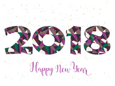 2018 happy New Year parlak arka plan. sunumlar, el ilanları, broşürler, kartpostallar ve posterler için öğe. Tasarım Trend. Vektör çizim Eps10