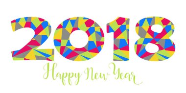 2018 happy New Year parlak arka plan. sunumlar, el ilanları, broşürler, kartpostallar ve posterler için öğe. Tasarım Trend. Vektör çizim Eps10
