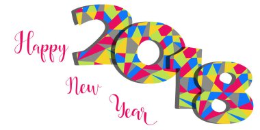 2018 happy New Year parlak arka plan. sunumlar, el ilanları, broşürler, kartpostallar ve posterler için öğe. Tasarım Trend. Vektör çizim Eps10