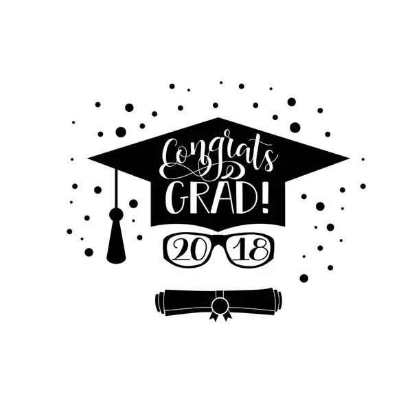 Gratulace Grad 2018 nápisy. Nápis-blahopřání absolvent. — Stockový vektor