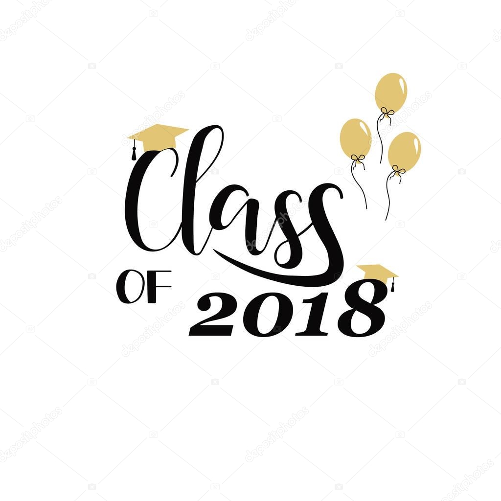 vector illustration of a graduating class in 2018. Graphics elements for t-shirts, and the idea for the badge or sign