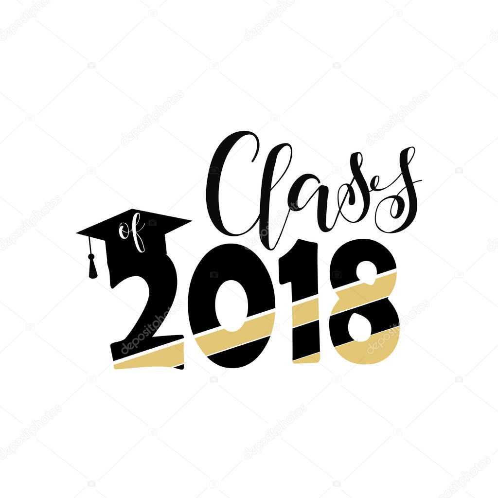 vector illustration of a graduating class in 2018. Graphics elements for t-shirts, and the idea for the badge or sign