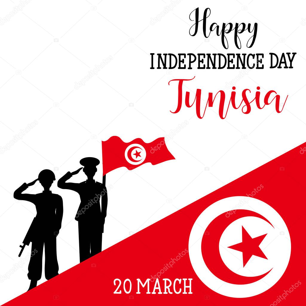 Vector illustration of Tunisia Happy Independence Day 20 March. Design element for a poster, greeting card, banners