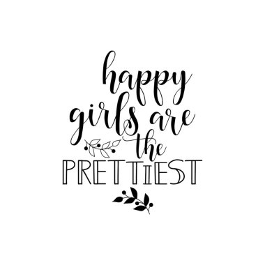 Mutlu kız güzel vardır. yazı. hat vektör çizim