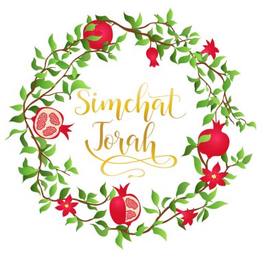 Simchat torah. Yazı. Vektör hat. Tipografi poster.