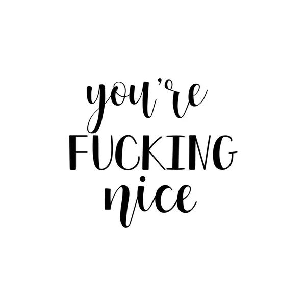 You are fucking nice. hand drawn lettering phrase isolated on the white background. — Stock Vector