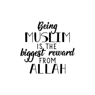 Allah katında büyük mükafat, Müslümanlıktır. Ramazan harfleri. Parmak izi torbaları, tişörtler, posterler, kartlar için kullanılabilir. Din İslami alıntı
