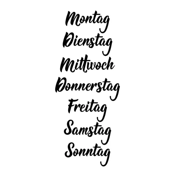 Translation German Monday Tuesday Wednesday Thursday Friday Saturday Sunday Days — Stock Vector