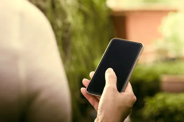 Närbild Asiatisk Kvinna Med Smart Telefon Hand — Stockfoto