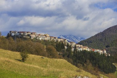 Opi, medieval village on the Abruzzo Mountains in Italy clipart