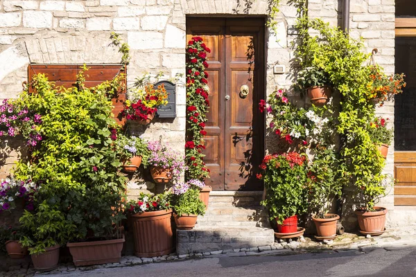 ウンブリア州、イタリアのスペッロの花通り. — ストック写真