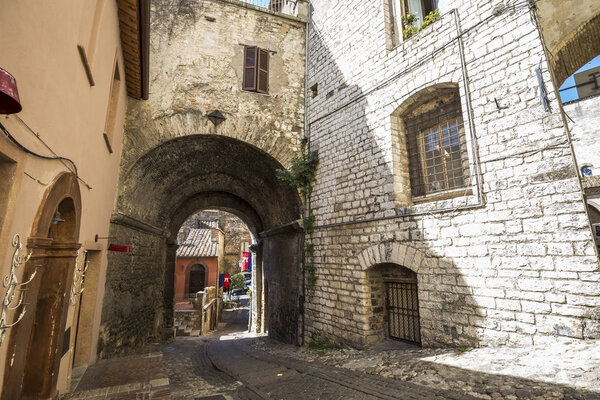 Road in the ancient village of Narni in Italy