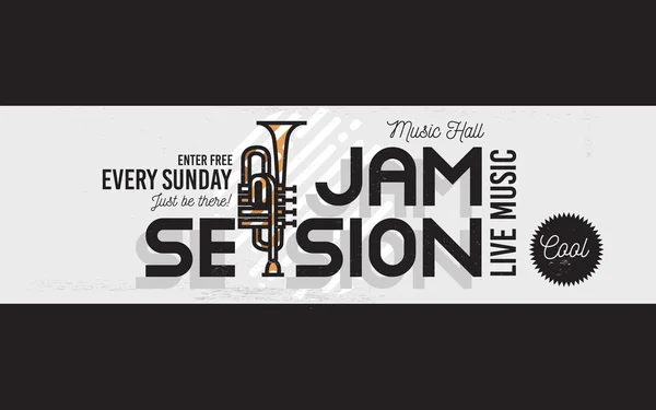 Jam Session Minimaliste Cool Line Art Événement Musique Site web Couverture — Image vectorielle
