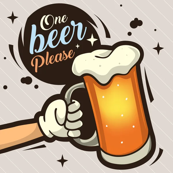 Ein Bier bitte handgezeichnete künstlerische Cartoon-Illustration für Werbung — Stockvektor
