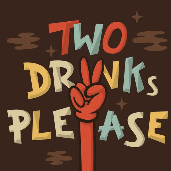 Два напої Будь ласка смішна рука намальована художня мультяшна ілюстрація — стоковий вектор