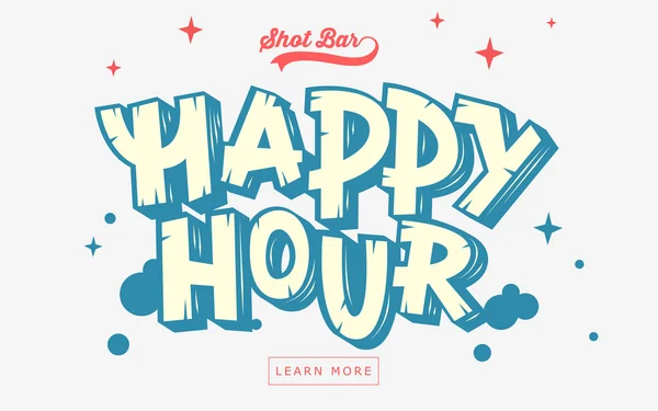 Bandiera web dell'happy hour, intestazione, copertina. Letteratura artistica a fumetti — Vettoriale Stock