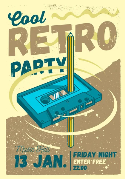 Cool Comic Retro Party Poster Template. Карандаш — стоковый вектор