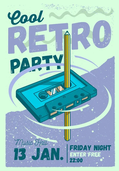 Cool Comic Retro Party Poster Template. Карандаш — стоковый вектор