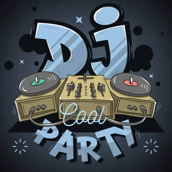 DJ serin olay Poster için parti tasarım. Ses karıştırıcı ve Gramophon