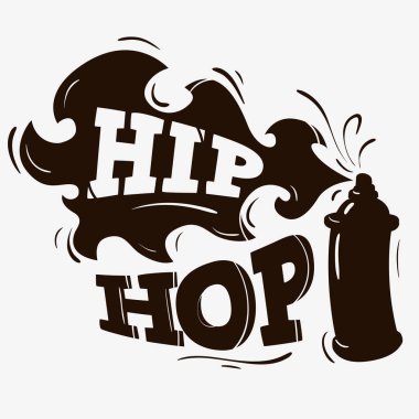 Hip Hop etiket tasarımı ile bir sprey balon siluet bir kahverengi