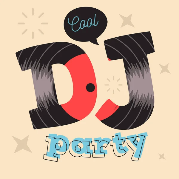 DJ Party Poster Design avec Vinyl Record Illustration. Vecteur G — Image vectorielle