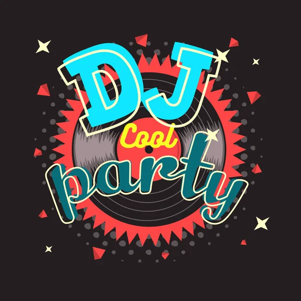 DJ Party Poster Design avec Vinyl Record Illustration. Vecteur G — Image vectorielle