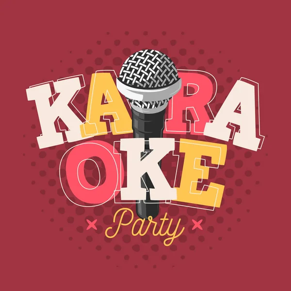 Conception de signe d'étiquette de karaoké avec l'illustration de microphone sur une moitié — Image vectorielle