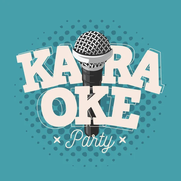 Karaoke teken labelontwerp met microfoon illustratie op een Half — Stockvector